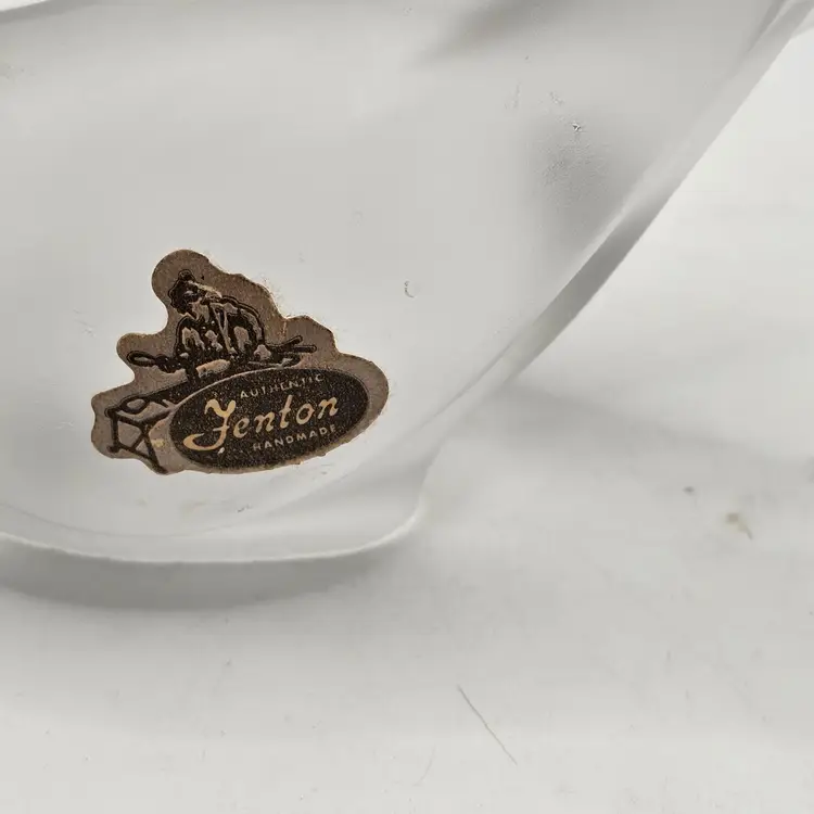 #01 Fenton bird Figurine clear satin paperweight with black label