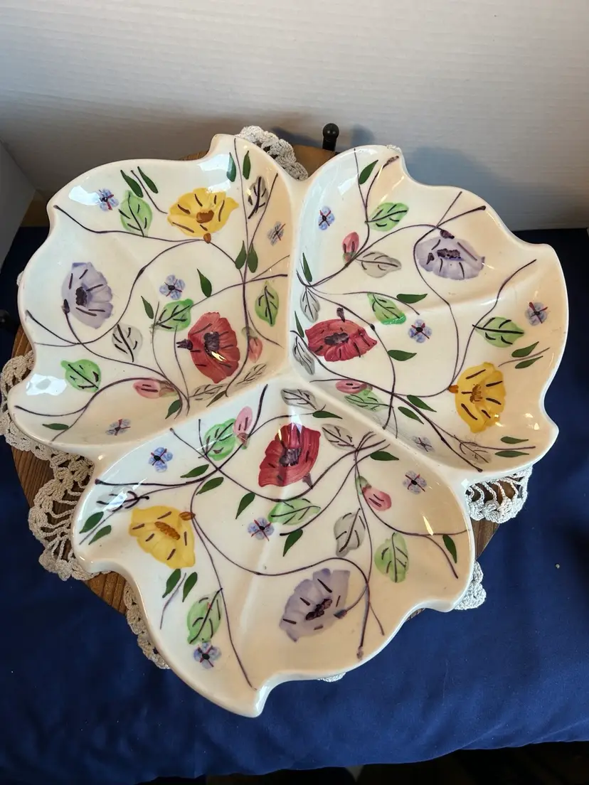 Stunning Blue Ridge Southern Pottery Chintz Pattern Divided Platter