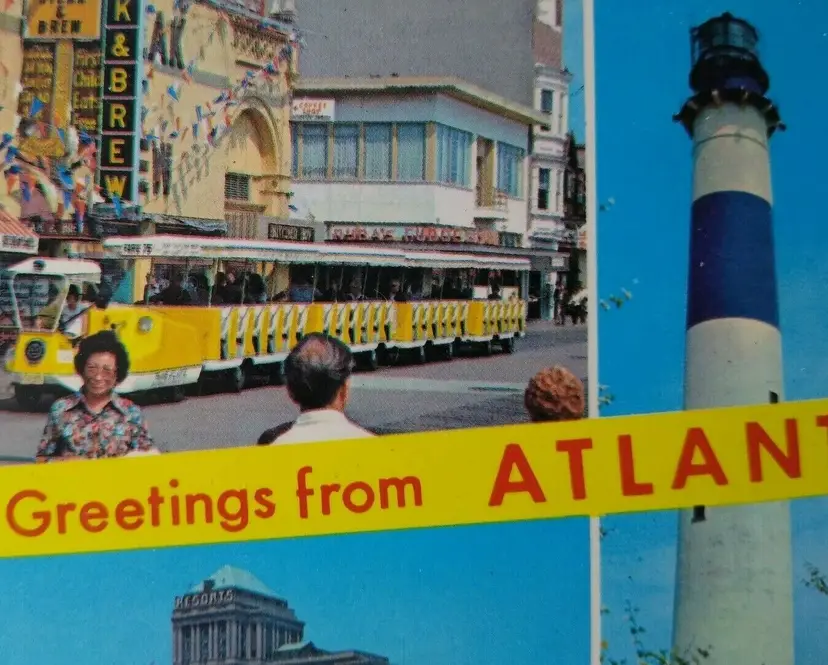 Atlantic City Postcard Greetings From Lucy Elephant Lighthouse Tram New Jersey