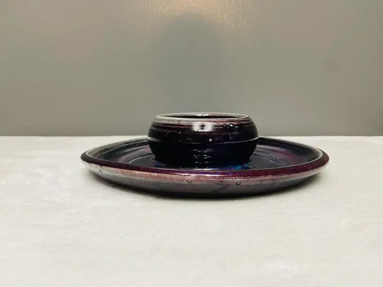 Vintage Blue Ridge Pottery Bowl Deep Purples & Blues Signed A Toit 1997 Glazed