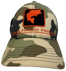 Simms Fishing Brand Bass Icon Fishing Patch Adjustable Woodland Camo Unisex Hat
