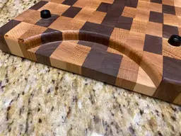 Walnut, Maple & White Oak End-Grain Cutting Board with Integrated Plate-Slide Handles