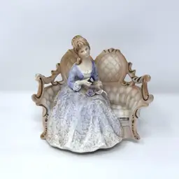 Lenwile Ardalt Verithin Lady Settee Vintage Night Light Bisque Porcelain Lamp  (0032-26)