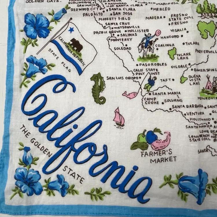 VTG California Souvenir Hankie