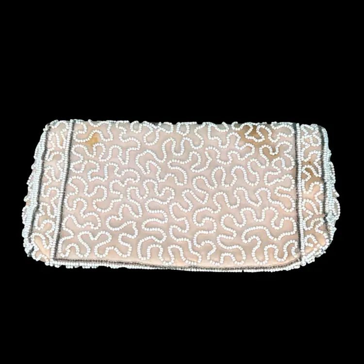 🇧🇪🇧🇪 Belgium Hand Walborg Beaded 1950’s Hand Bag 7” Small Stain