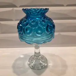 LE Smith Colonial Blue Moon & Stars Courting Fairy Lamp Clear Pedestal Base MCM