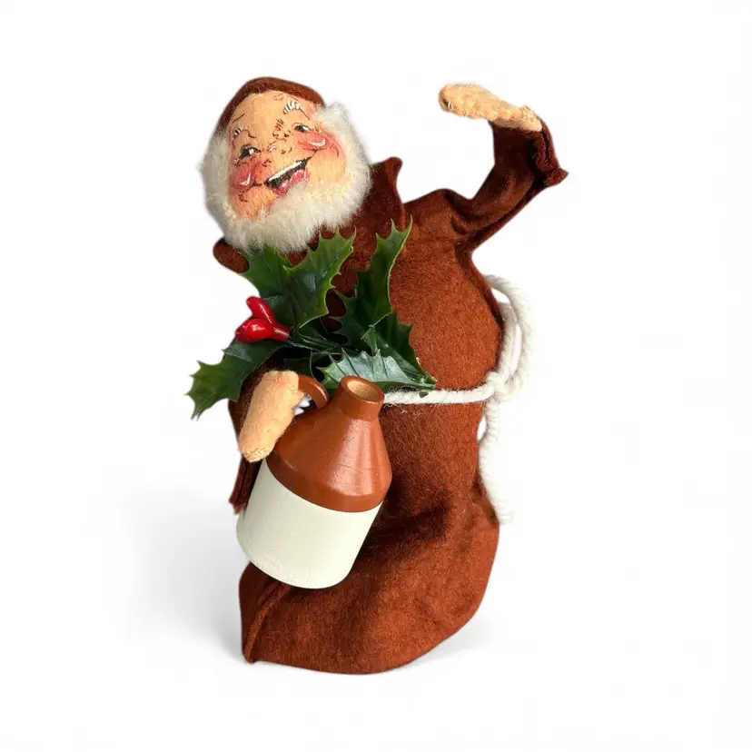 Vintage Annalee Mobilitee Doll Happy Holly Friar Monk Wine Jug