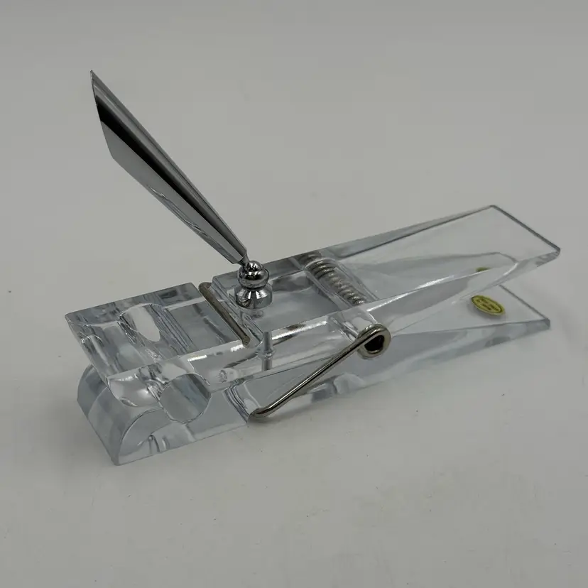 Vintage 70s Clear Acrylic Clothes Pin Large 6” Desktop Pen Holder Desk Accessory