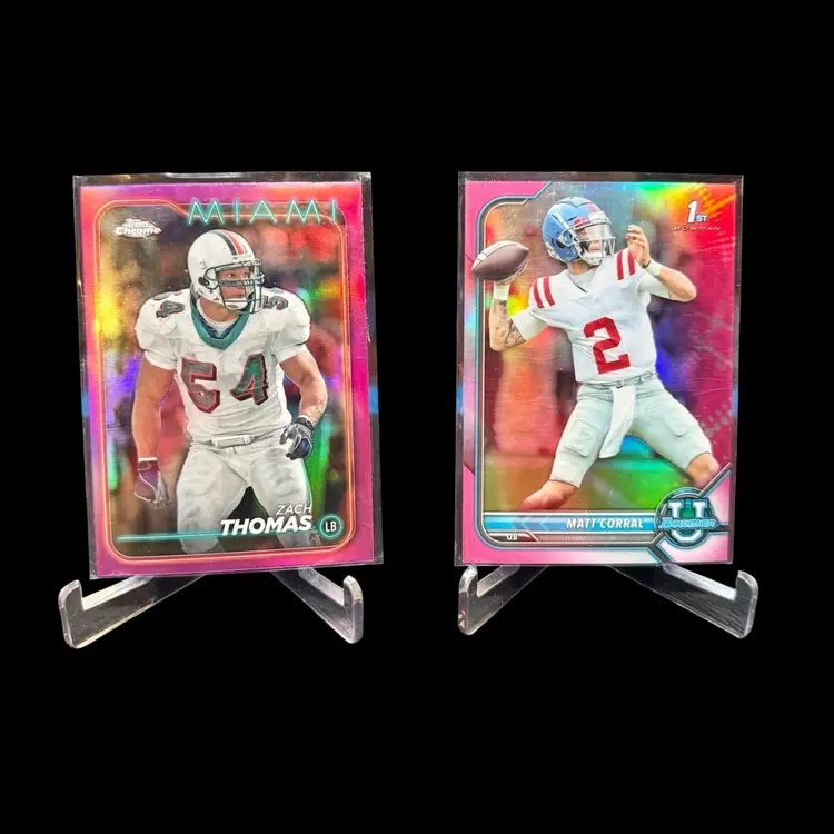 7 Football Card Lot 2024 Prizm Topps Chrome 2023 Optic 2022 Bowman U 2021 Wild Pink Lot