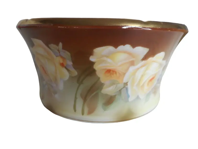 Vintage Yellow Rose Floral Bowl R S Germany cottage chic Planter Centerpiece