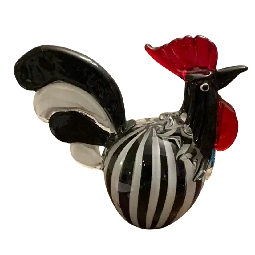 Fabulous Art Glass Rooster Sculpture 7 1/2” X 8 1/2”