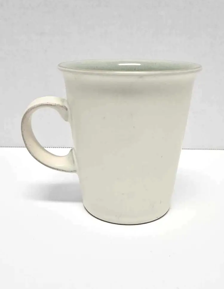 Denby Energy Mug Celedon Green & White Cream Colored/Made In England/Denby-Langley/Coffee Mug/Tea Mug/Denby Mug