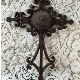 101 Ornate Cast-Iron Hanging Cross 12" X 8.5"
