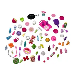 Lot Of 74 Modern Barbie Kitchen Food Dishes Accessories