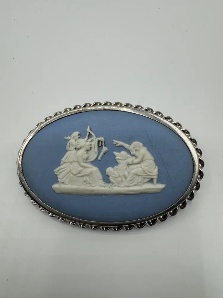 # 3 Vintage Sterling Silver Wedgewood Jasperware Brooch 1968