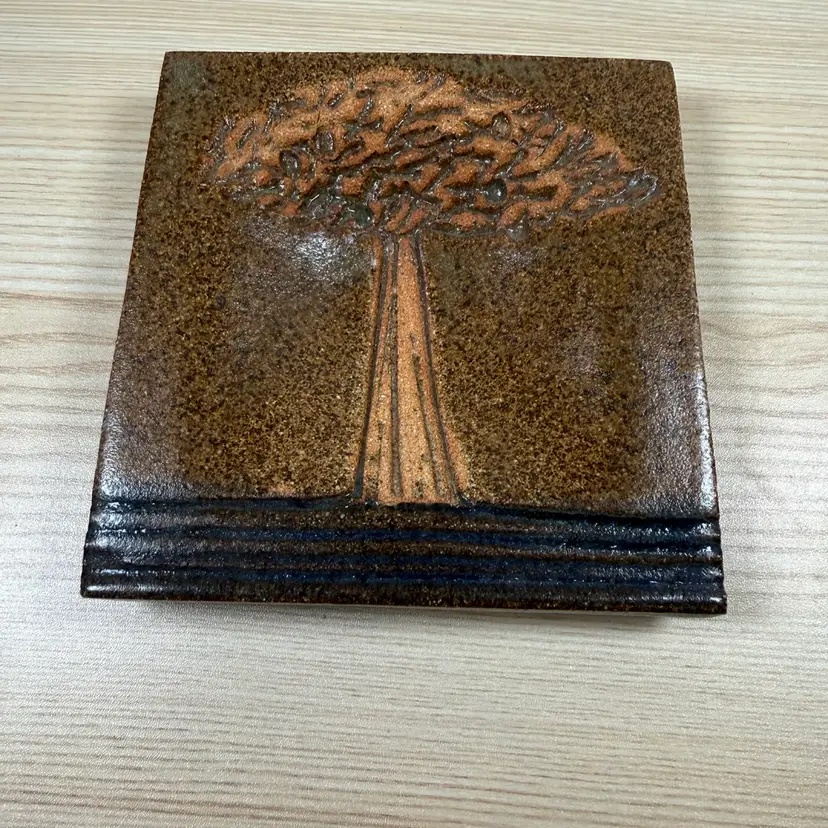 Tree Of Life Pottery Trinket Dish Signed