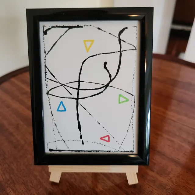 Marble Art Miniature Painting On Watercolor Paper Original Signed By The Artist, Unframed 3x4