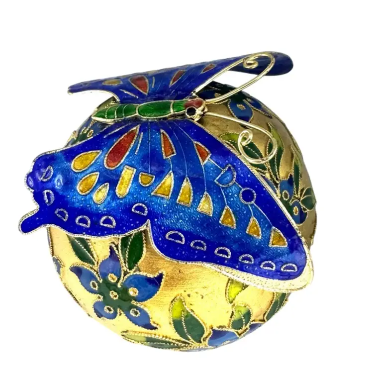 Cloisonné Butterfly On Ball Paperweight