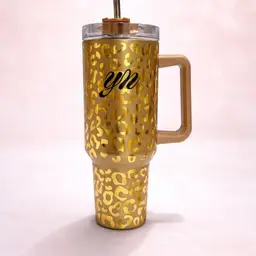 40oz Animal Print Tumbler Gold