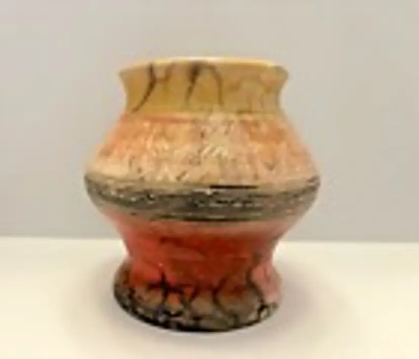 Pottery Vase Signed D.L. Davis Nashville Tennessee TN Colorful 5.5 Inch Tall