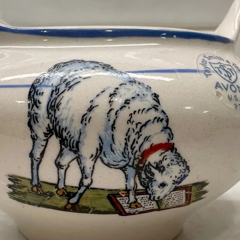 Vintage Taylor Smith and Taylor Avona Childrens Creamer with Lamb Illustration