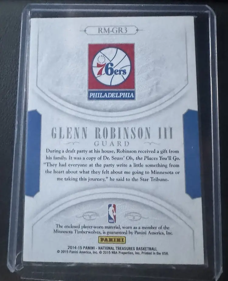2014-15 Panini National Treasures NBA Rookie Materials /99 Glenn Robinson III RC
