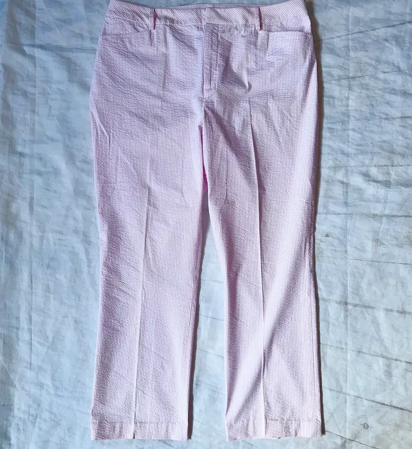Vintage Women’s Size 16 Lauren Ralph Lauren Seersucker Straight Leg Pants Pink