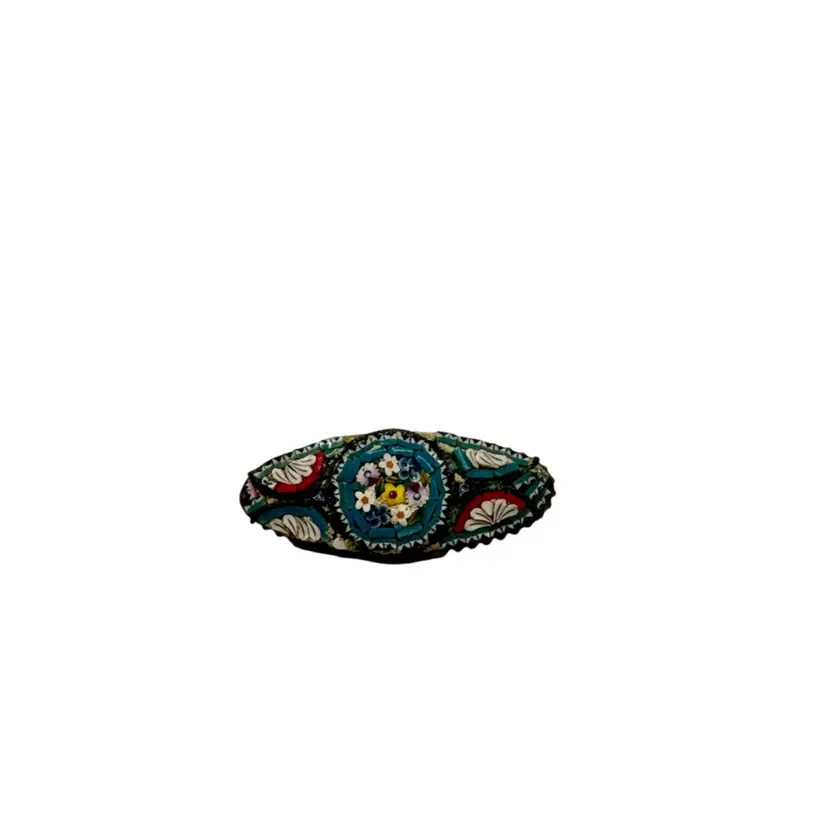 Micro Mosaic Brooch: Floral Bar Pin, Made in Italy