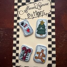 Alma Lynne Vintage Ceramic Christmas Patches Buttons