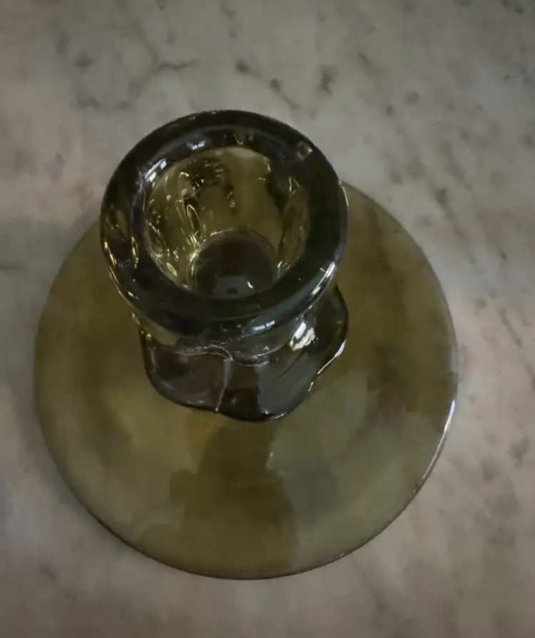 Vtg 1950s Duncan Miller Canterbury Chartreuse Yellow Uranium Glass Candle Holder