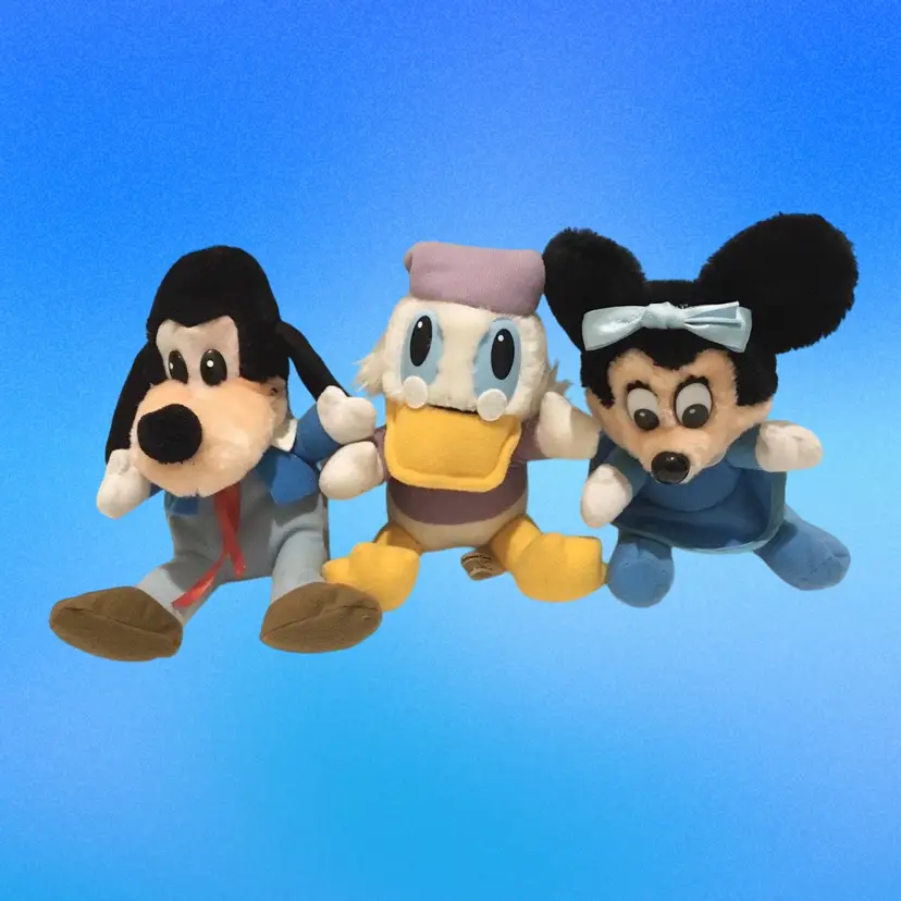 LOT 3 DISNEY WDP Mickey’s Christmas Carol Vtg Plush Minnie Goofy Scrooge