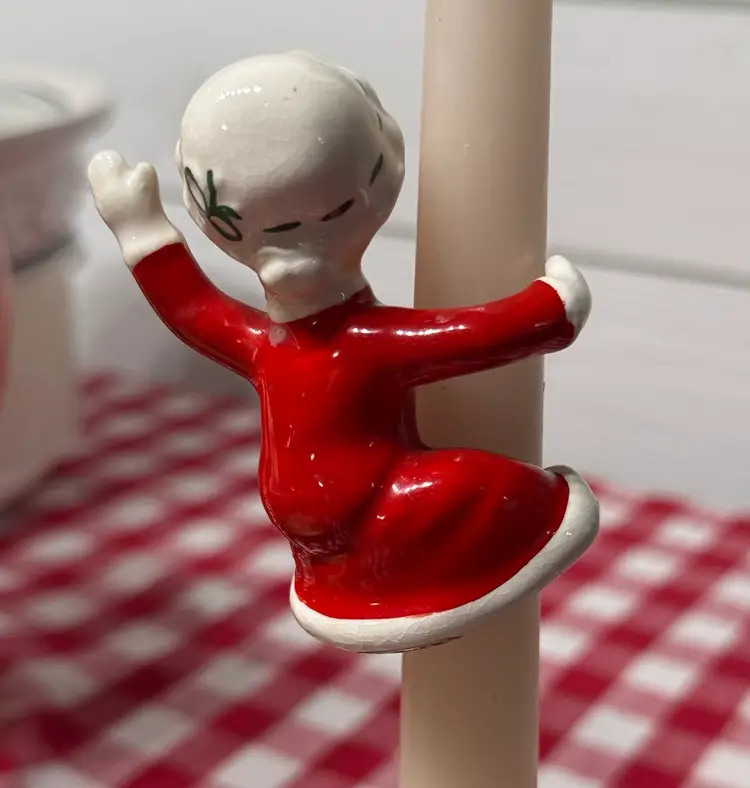 Vtg Lefton Christmas Candle Hugger Mrs Claus Waving 707 Japan