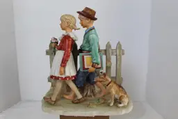 VTG 1ST EDITION GORHAM NORMAN ROCKWELL “FALL - A SCHOLARLY PACE" 8.5x8x4.3" 3lb