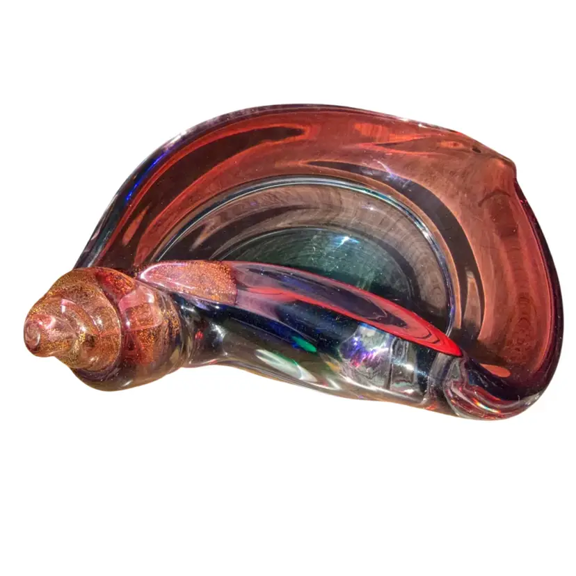 Large Murano Gold Leaf Coiled Shell Archimede Seguso Sommerso, 1960’s