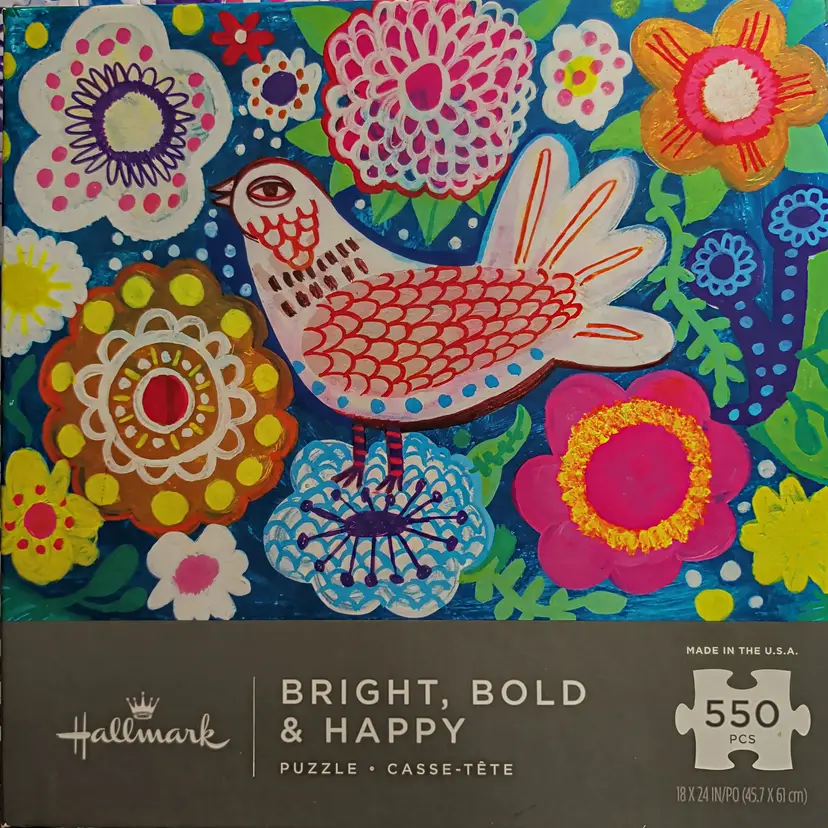 Hallmark Bright Bold & Happy 550 pcs 18x24 inch Puzzle Bird Mercedes Lagunas