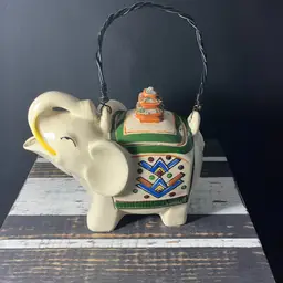 VTG/Antique Porcelain Elephant Teapot Hand painted In Japan