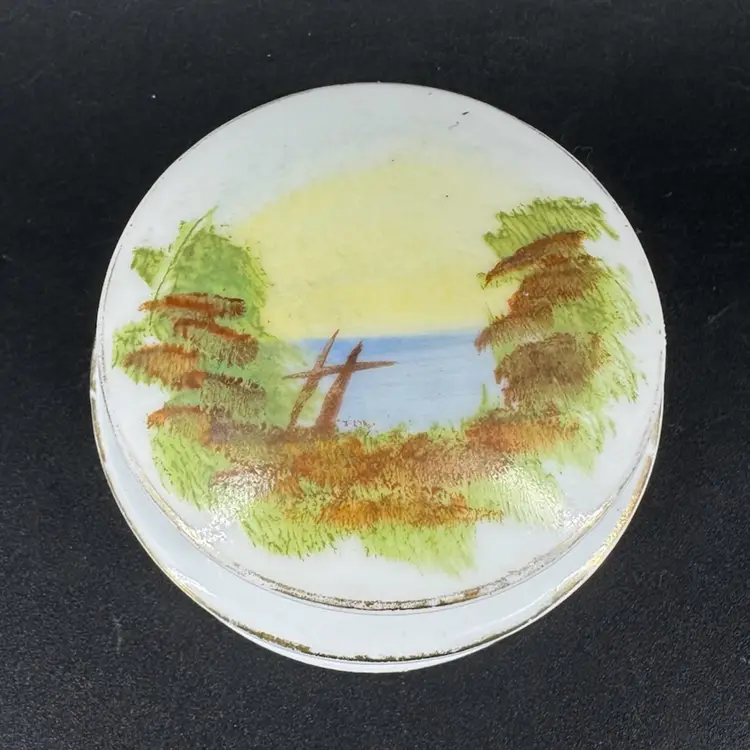 Little Ceramic Trinket Dish With Waters Scene