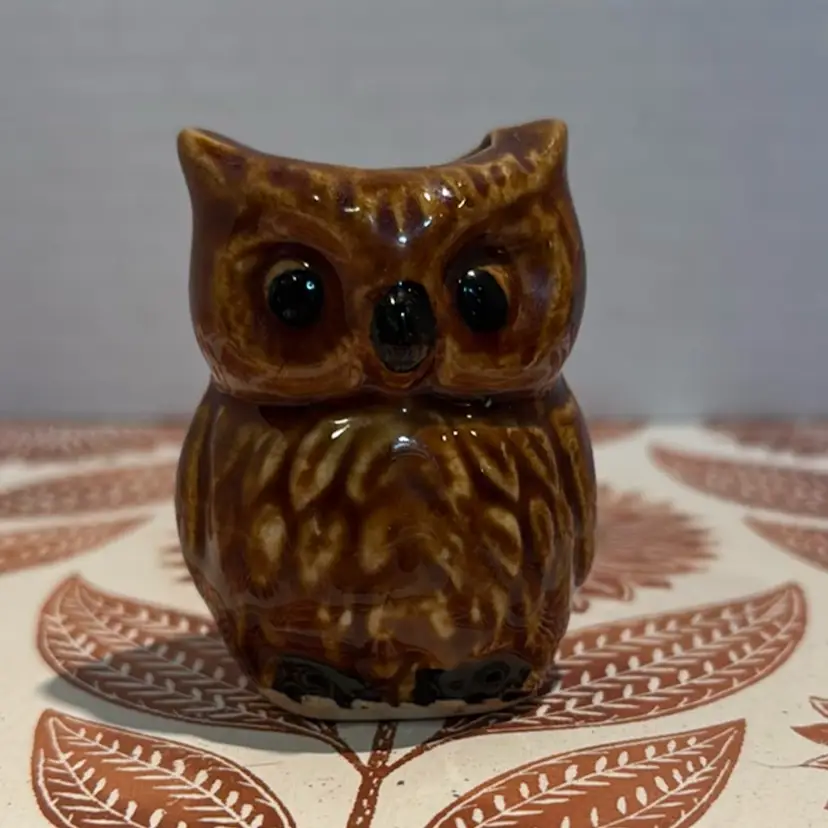Vintage 2.75” Ceramic Owl Toothpick Holder