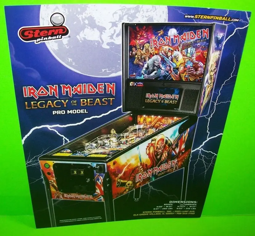 Iron Maiden Stern Pro Pinball FLYER Original NOS Hard Rock Heavy Metal Artwork