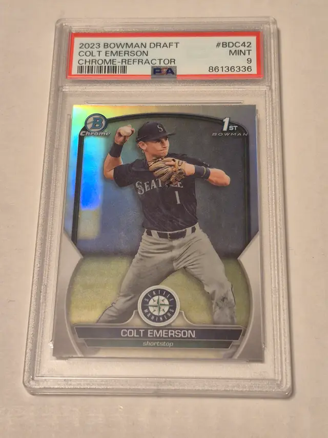 Colt Emerson 2023 Bowman Draft Chrome Refractor #BDC-42 PSA 9 Mariners