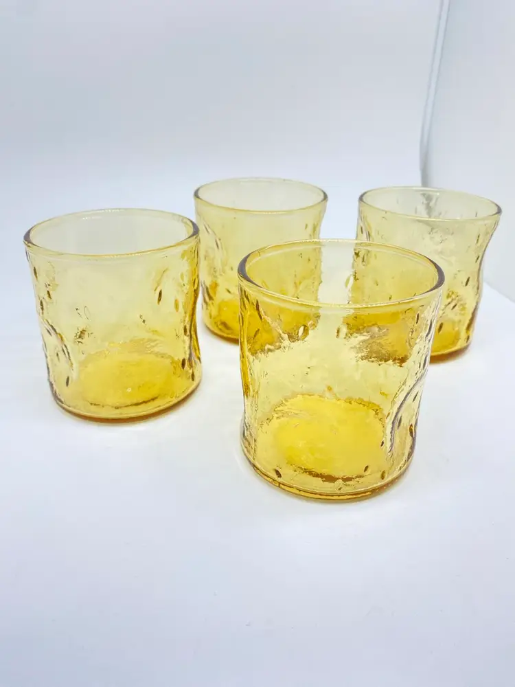 Set Of 4 Vintage Anchor Hocking Lido Milano Dimple Glasses