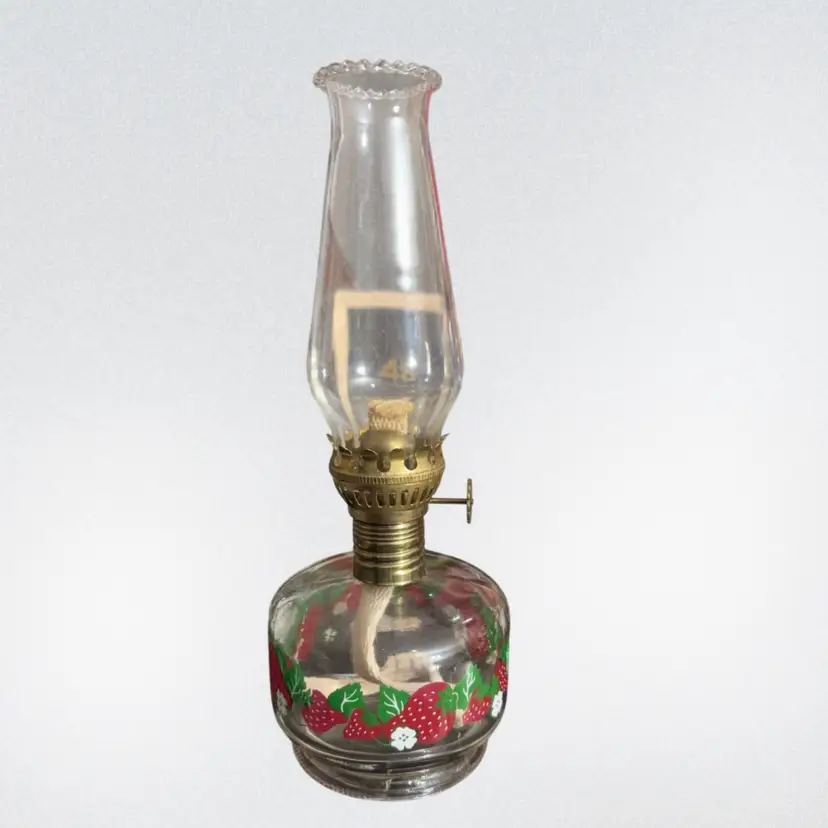 Small Clear Glass Oil lamp With Strawberries