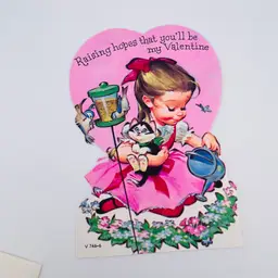 Gardening Girl Vintage Valentine Card