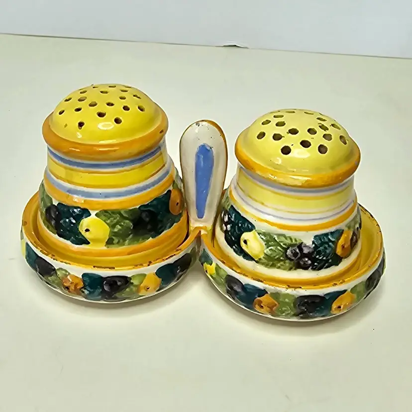 Vintage Majolica Salt And Pepper Shakers, Marked And Numbered
