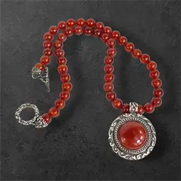 Sterling Bali Signed Carnelian Statement Necklace