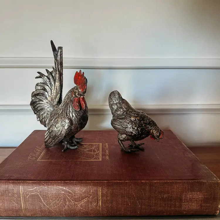 1920s Japanese Okimono Rooster and Hen