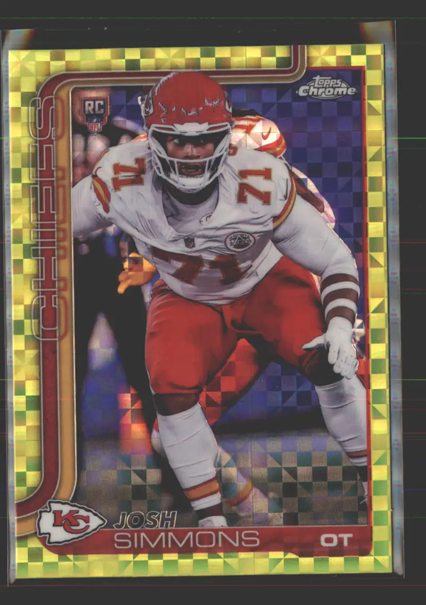 Josh Simmons 2025 Topps Chrome Lime Green X-Fractor #304 - (142) - Kansas City Chiefs