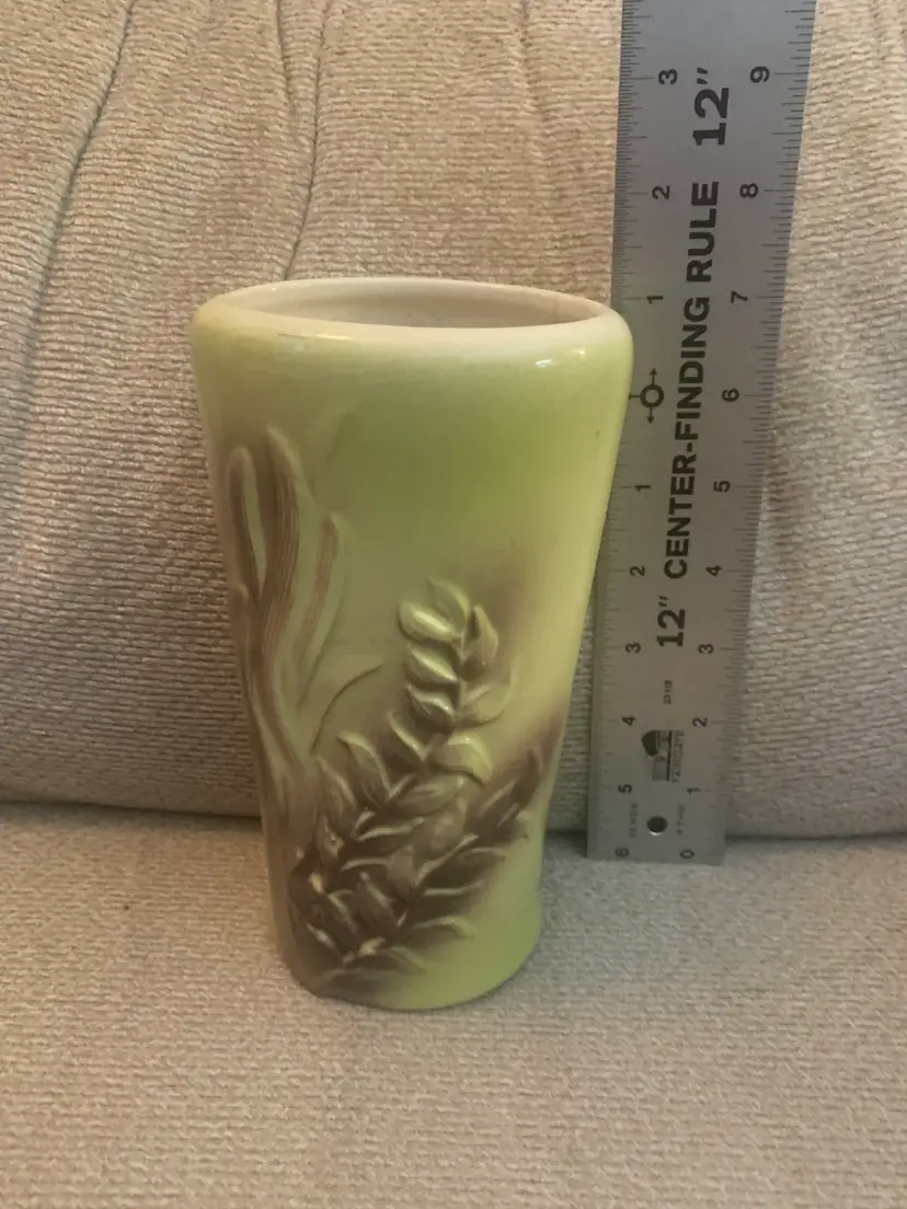 MCM Ceramic Vase With Leaves And Flowers