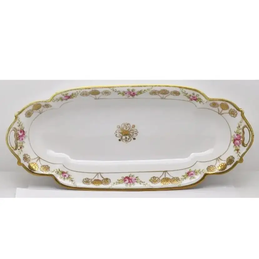 Antique Hand Painted Nippon Oblong Vegetable Bowl, 1911 - 1921