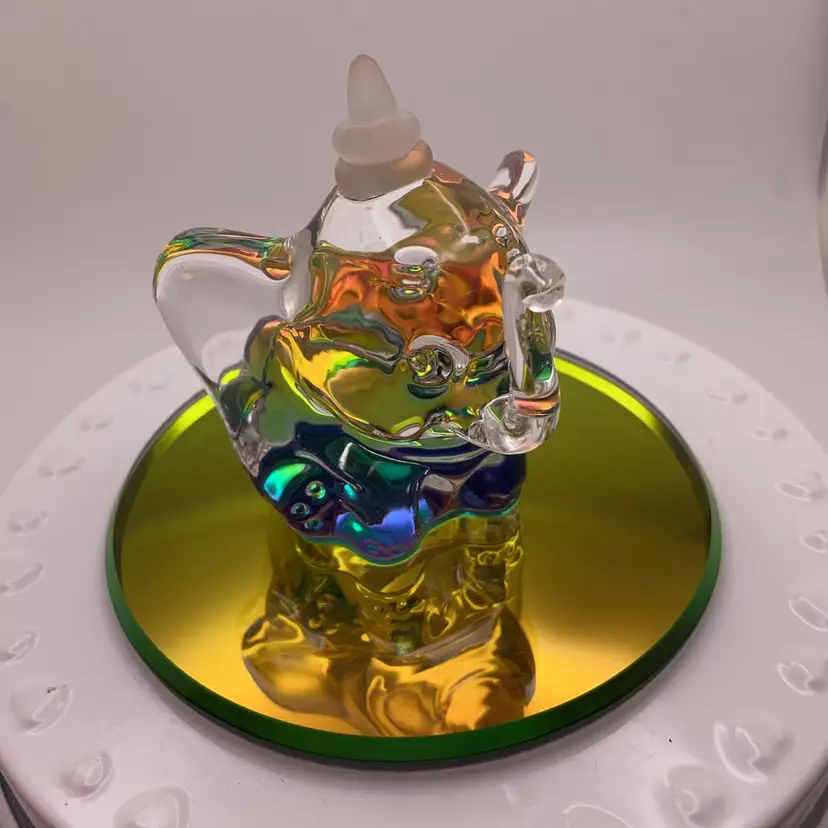 VTG Disney Dumbo Glass Figurine on Rainbow Mirror Arribas Brothers 2"T x 3"D